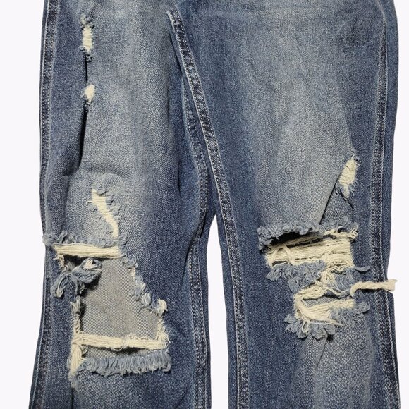 Hollister High Rise Curvy Mom Jeans Womens Size 1 Ripped Medium Wash Denim Pants - Picture 4 of 6
